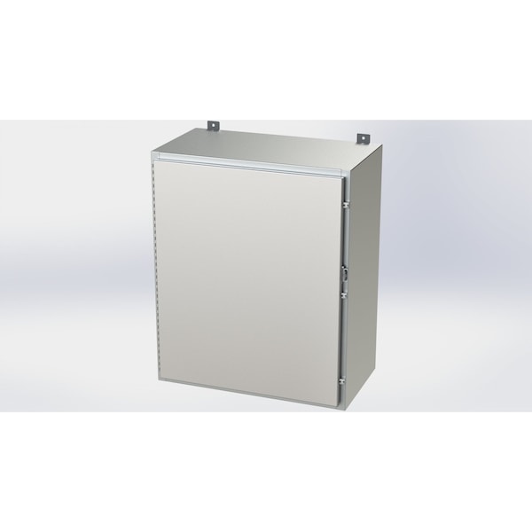 Padlockable Hasp Electrical Enclosures, 36 in H, 16 in D, 30 in W, NEMA 4X, 304 Stainless Steel